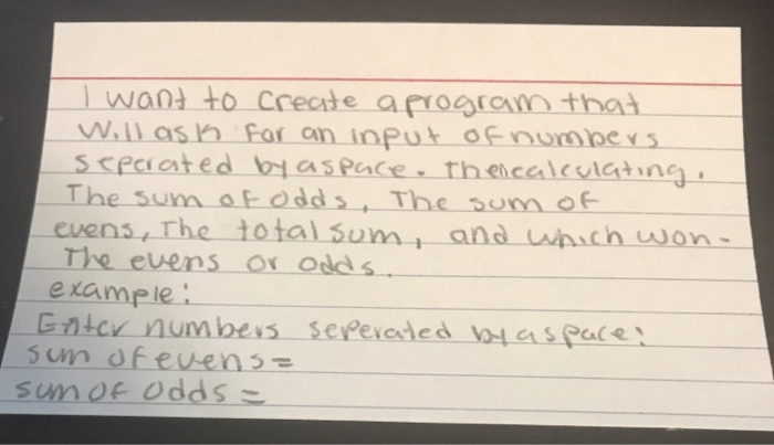 python please I want to create a program that Will ask for