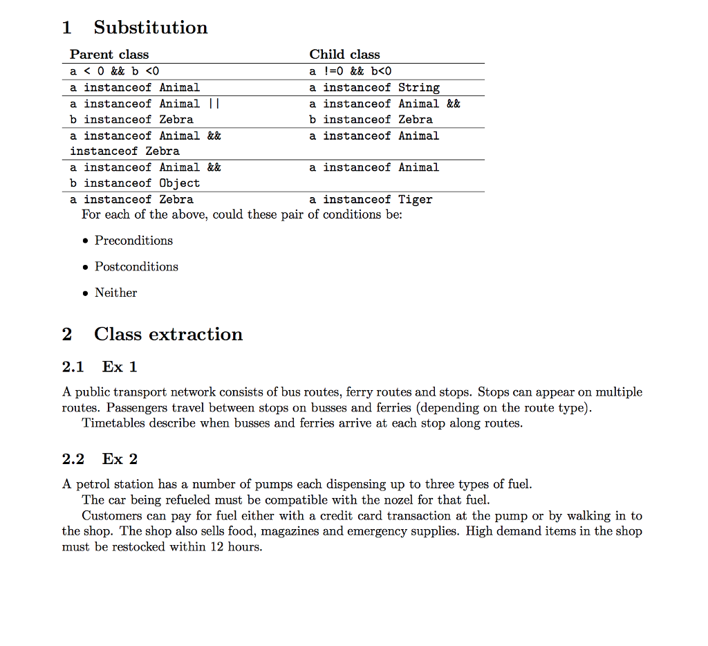 please help with these java questions 1 Substitution Parent class Child class