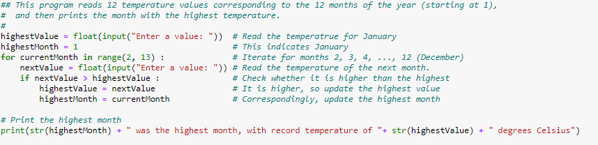 order by month, in degrees Celsius): 18.2 22.6 26.4 31.1 36.6 42.2