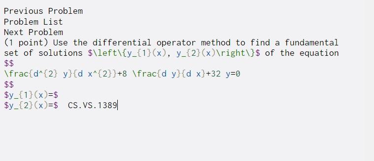Previous Problem Problem List Next Problem (1 point) Use the differential