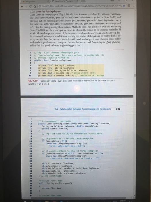 only for demonstration purposes. Overview of Class ComissionEmployee's Methods and Inntmee Variables