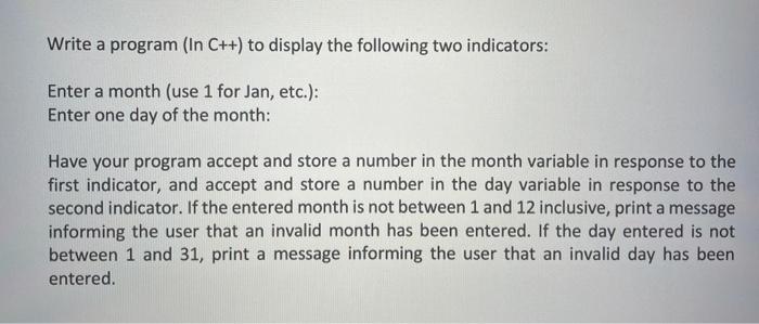  Write a program (In C++) to display the following two indicators: