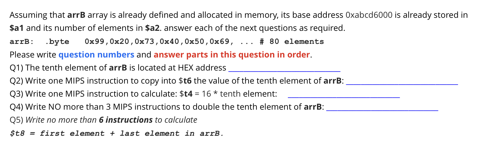  arrB: Assuming that arrB array is already defined and allocated in