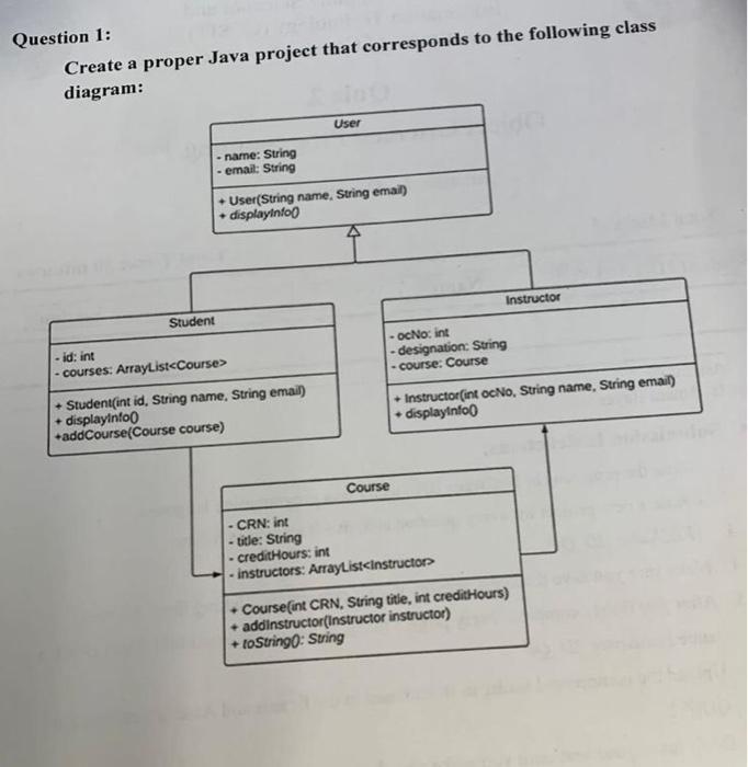  Question 1: Create a proper Java project that corresponds to the