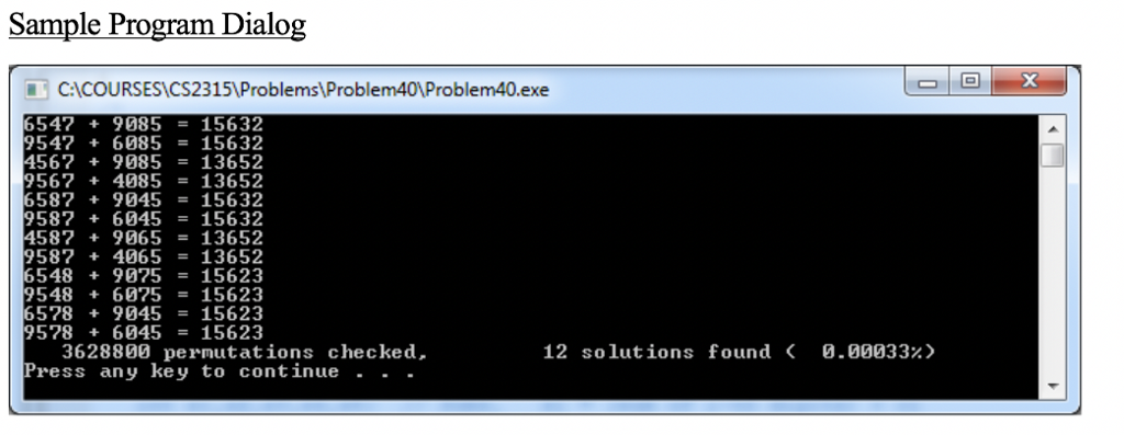 that say "Student provides missing code..." All source files Problem40.c, Permutations.h, Permutations.c