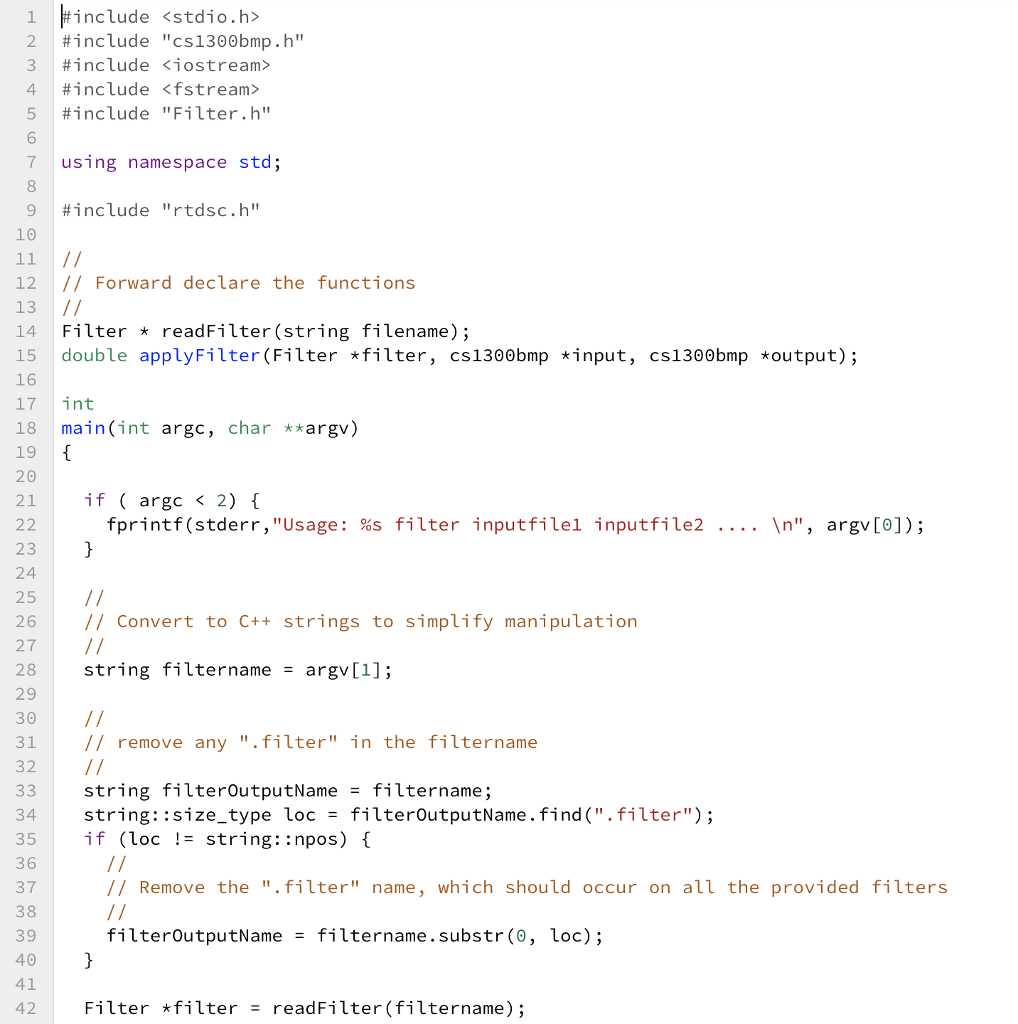 Optimizing the code to increase its performance. #incLude #include #include "Cs1300bmp.h" 4