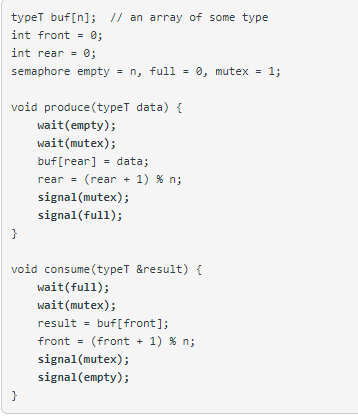 for multiple producers and consumers based on the semaphores. Rewrite the program