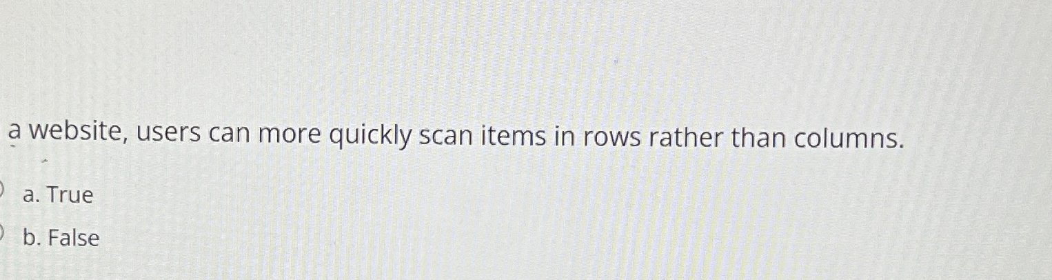  a website, users can more quickly scan items in rows rather