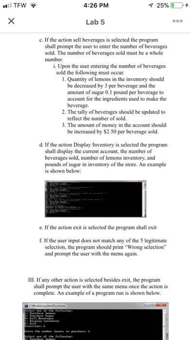 Stand Simulator Write a program to simulate the operations of a Lemonade
