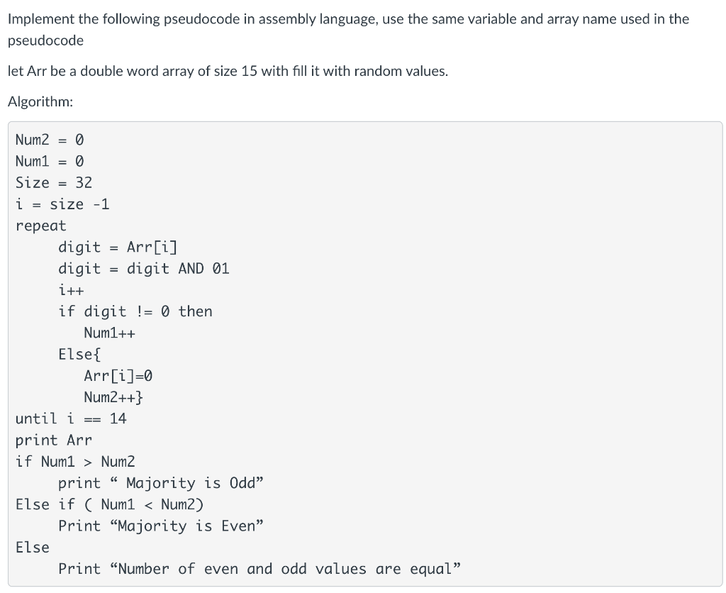 USING ASSEMBELY LANGUAGE X86 MASM AND IRVINE LIBRARY Implement the following