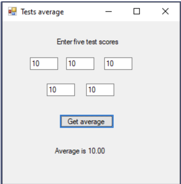 Write a GUI program named TestsInteractiveGUI that allows a user to enter