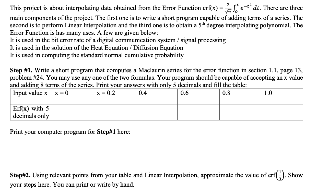 in C++ please This project is about interpolating data obtained from the