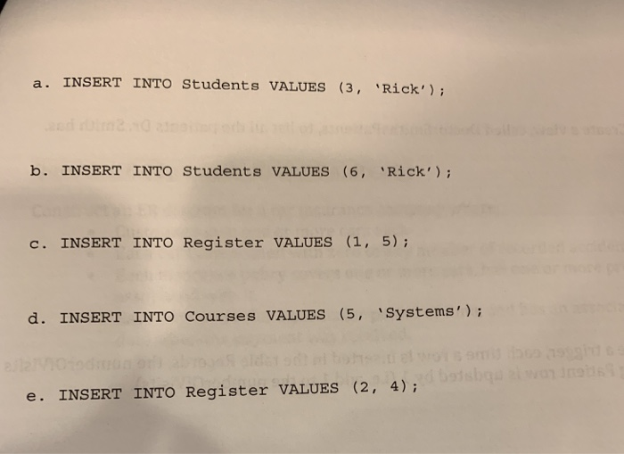 Students Primary key: sid Table name: Register Primary key: sid,cicd Foreign key: