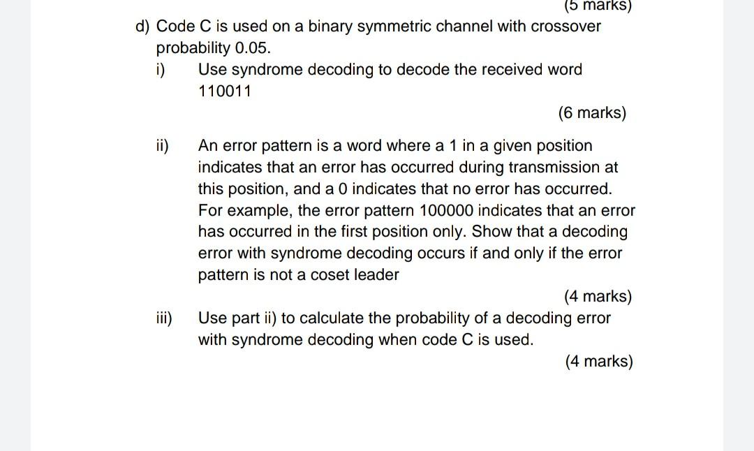  please can u do it fast (5 marks) d) Code C