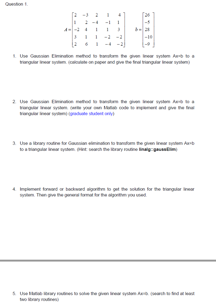  5 problems to 1 question Question 1 2 -3 2 4