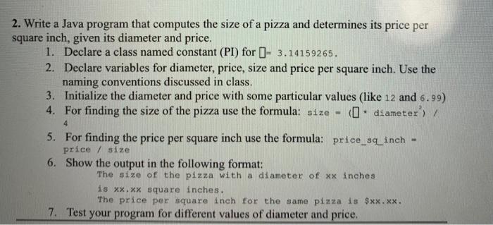  2. Write a Java program that computes the size of a