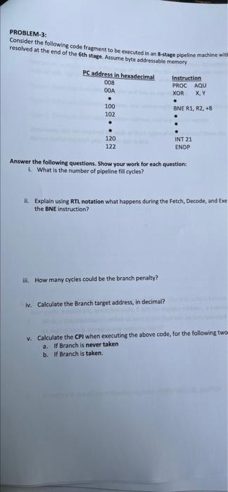  PROBLEM-3: Consider the following code fragment to be executed in an