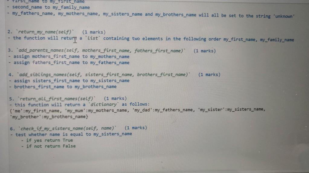 class family, which will have the following attributes' w first_name> default set