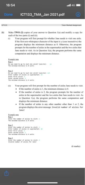 me solve the below quesrions. thanks. 16:54 il 4G Done ICT133_TMA_Jan 2021.pdf