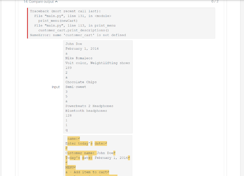 self.item_quantity print('%s %d @ $%d = $%d' % (self.item_name, self.item_quantity, self.item_price, total))