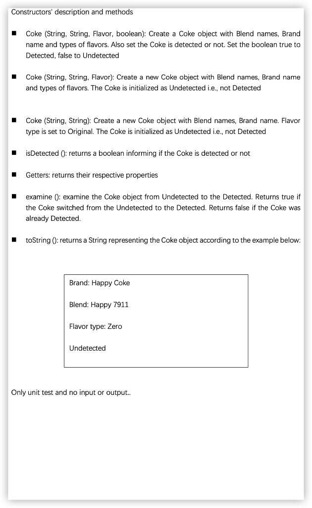 to create a class represent the concept of Coke. Coke can be