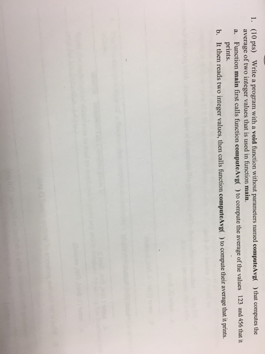  In c++ Write a program with a void function without parameters