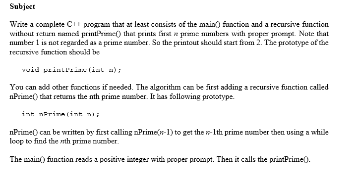  Subject Write a complete C++ program that at least consists of