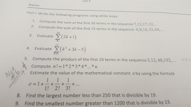  What is the code for #5 using a while loop statement