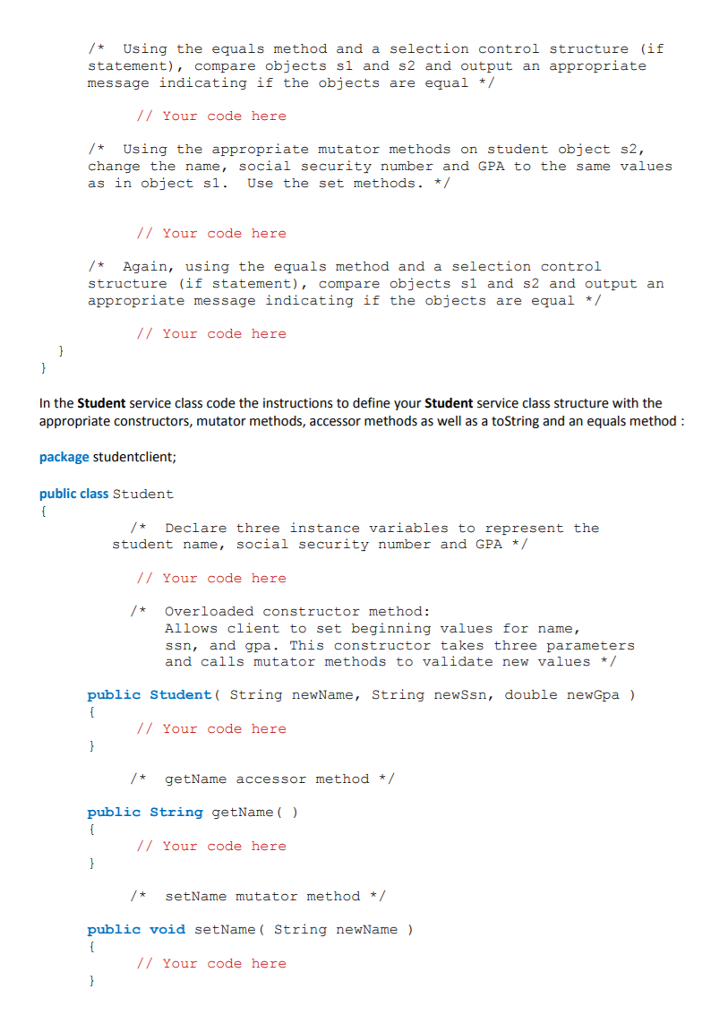 StudentClient. Add a service class to the project named Student. This program
