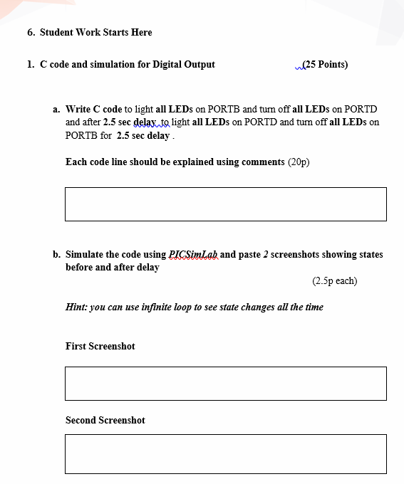  6. Student Work Starts Here 1. C code and simulation for