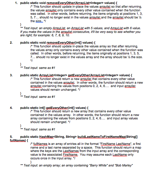 Java 1. public static void ther ArrayList integer> values) i "This function