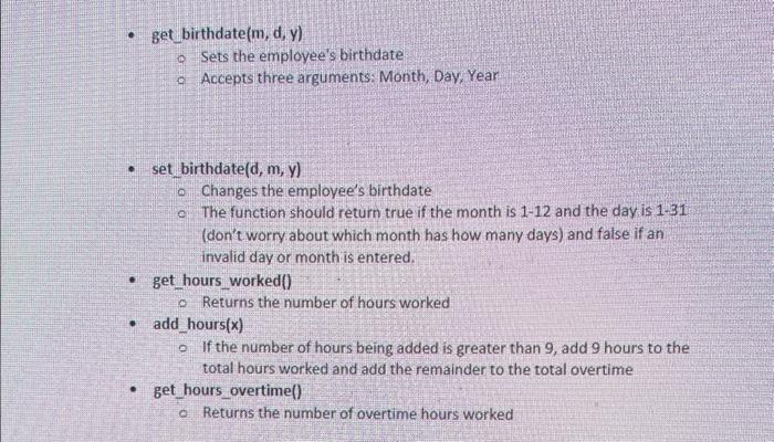 data about an office worker. The class should store the following thingsi