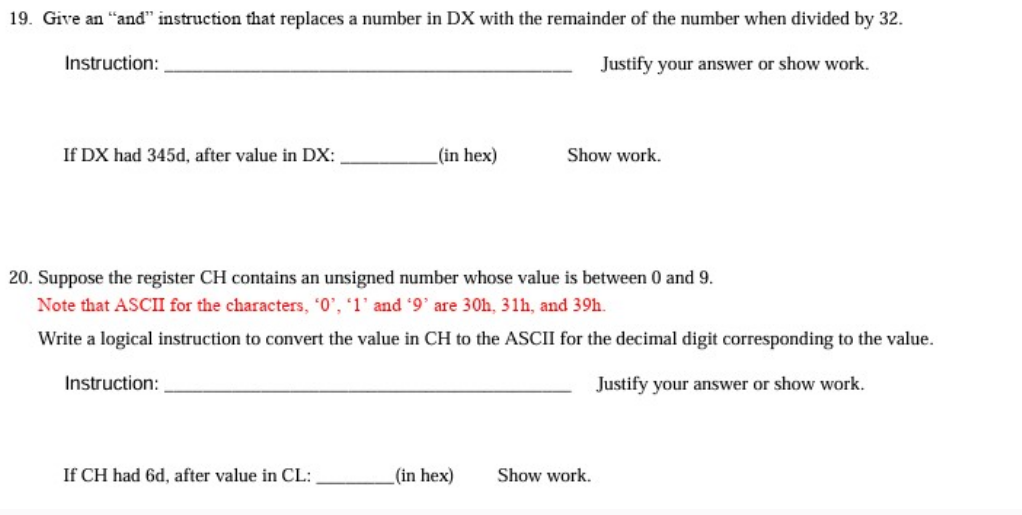  Show work and justify answer, this is not asking for a