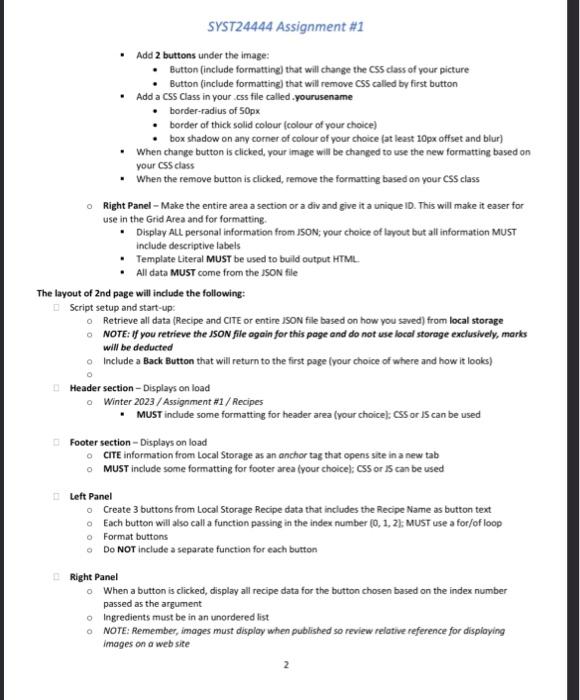 SYST24444 Assignment \#1 Assignment \#1 (10\%) This assignment will be used to