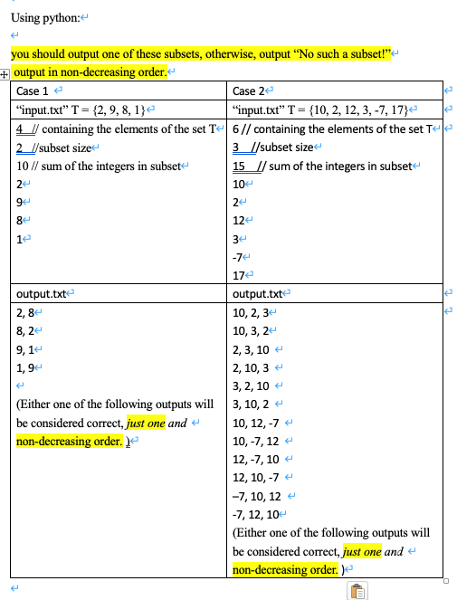  Using python: you should output one of these subsets, otherwise, output