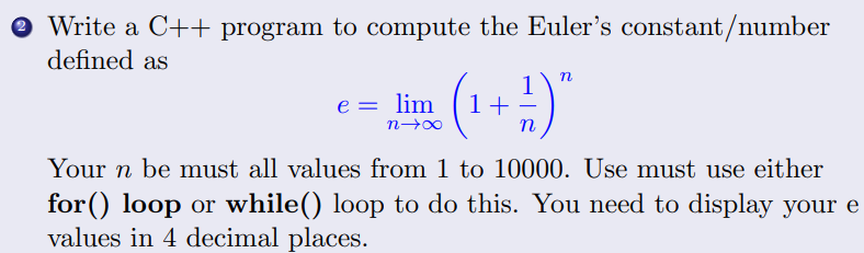  Thank you! @ Write a C++ program to compute the Euler's