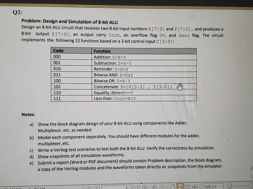 please solve it as soon as possible :) Q2: Problem: Design and