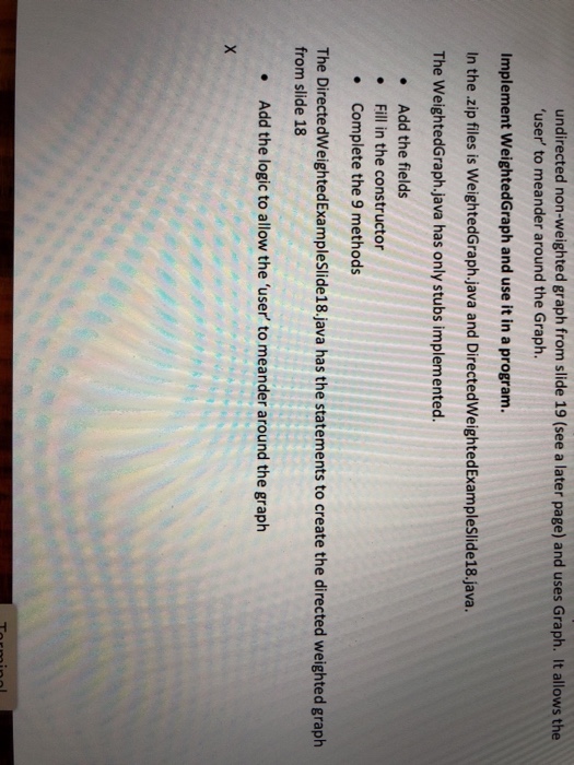  Please help! public class DirectedWeightedExampleSlide18 { public static void main(String[] args)