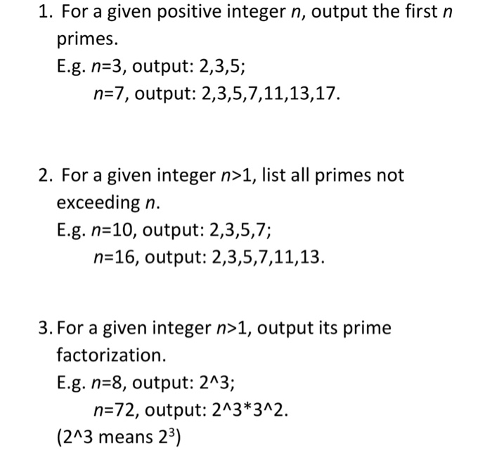  In java or JavaScript For a given positive integer n, output