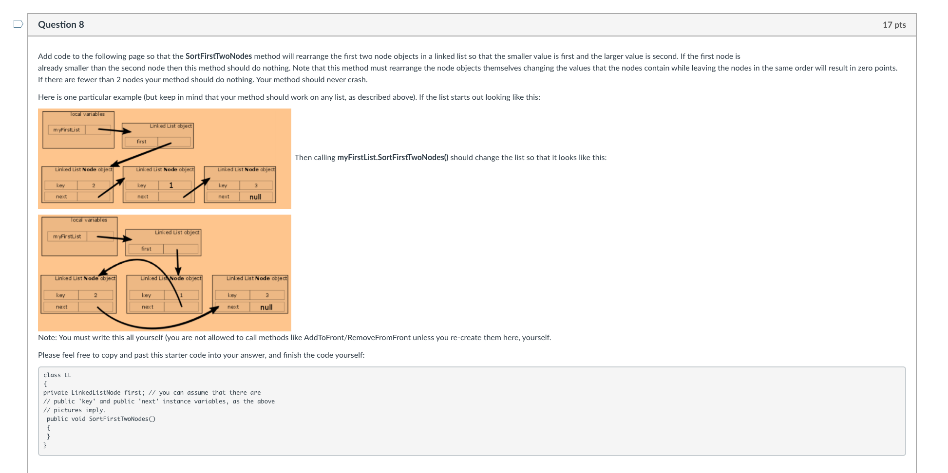 please help me!!! c# language Question 8 17 pts Add code to