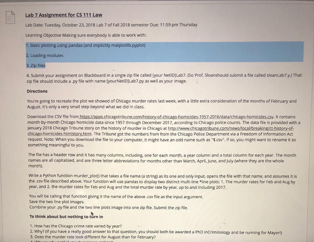 Lab 7 Assignment for CS 111 Lavw Lab Date: Tuesday, October