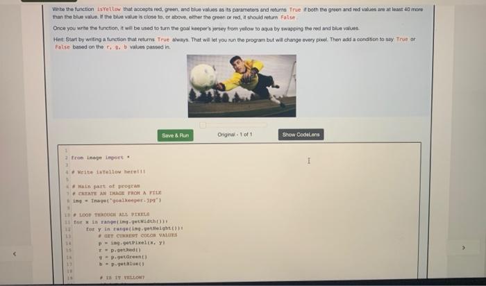 function tsyelion that acoepts red, green, and blue vaties as is parameters