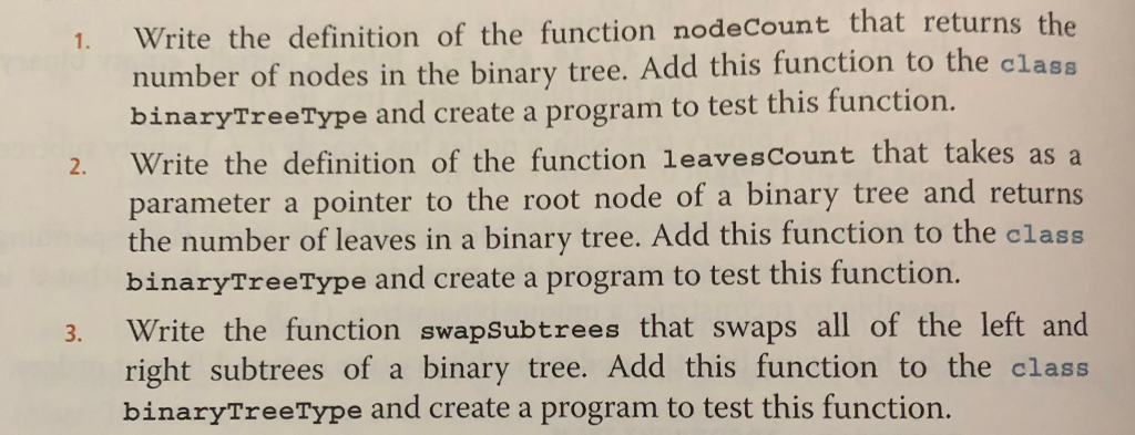 ction nodeCount that returns the his function to the clasa 1.