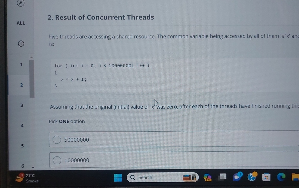  Result of Concurrent Threads Five threads are accessing a shared resource.