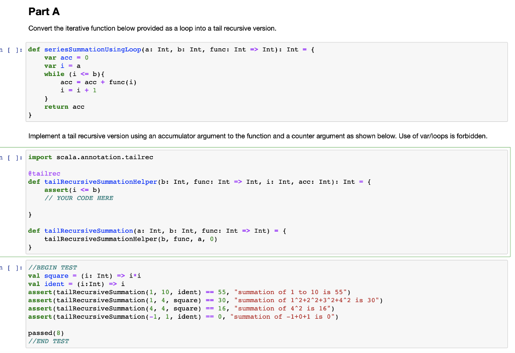 Convert the iterative function below provided as a loop into a tail