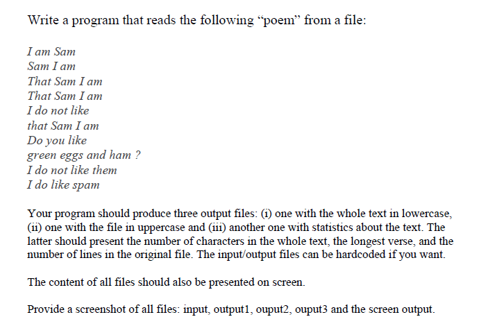  In C++, using Write a program that reads the following "poem"