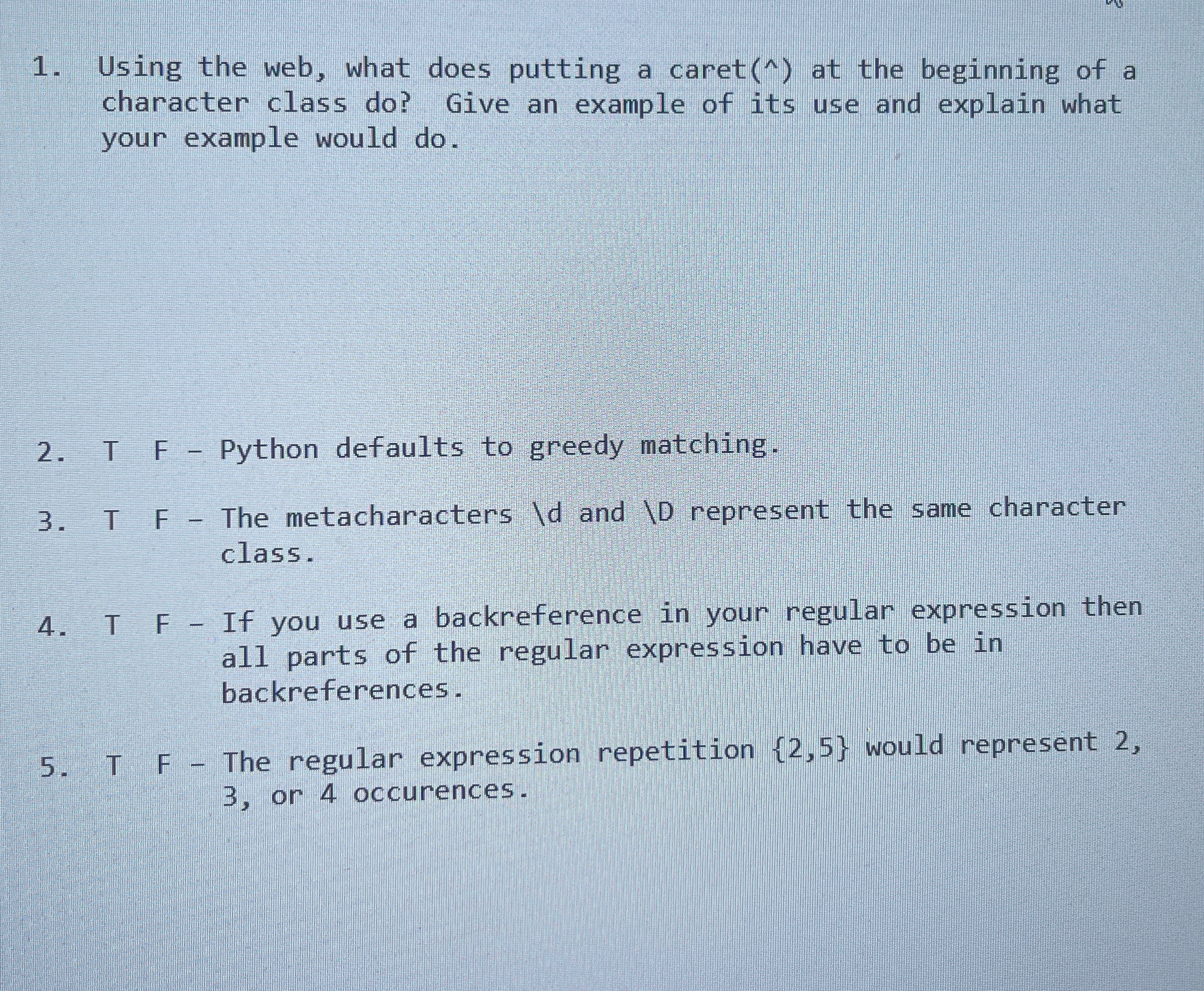  Using the web, what does putting a caret(^) at the beginning
