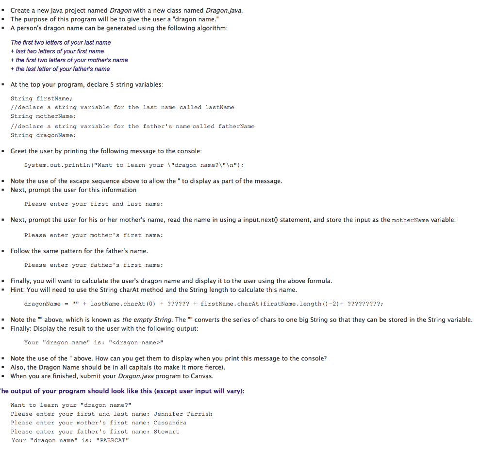 JAVA!!!!!!! This is my assignment that i got and the instruction specified