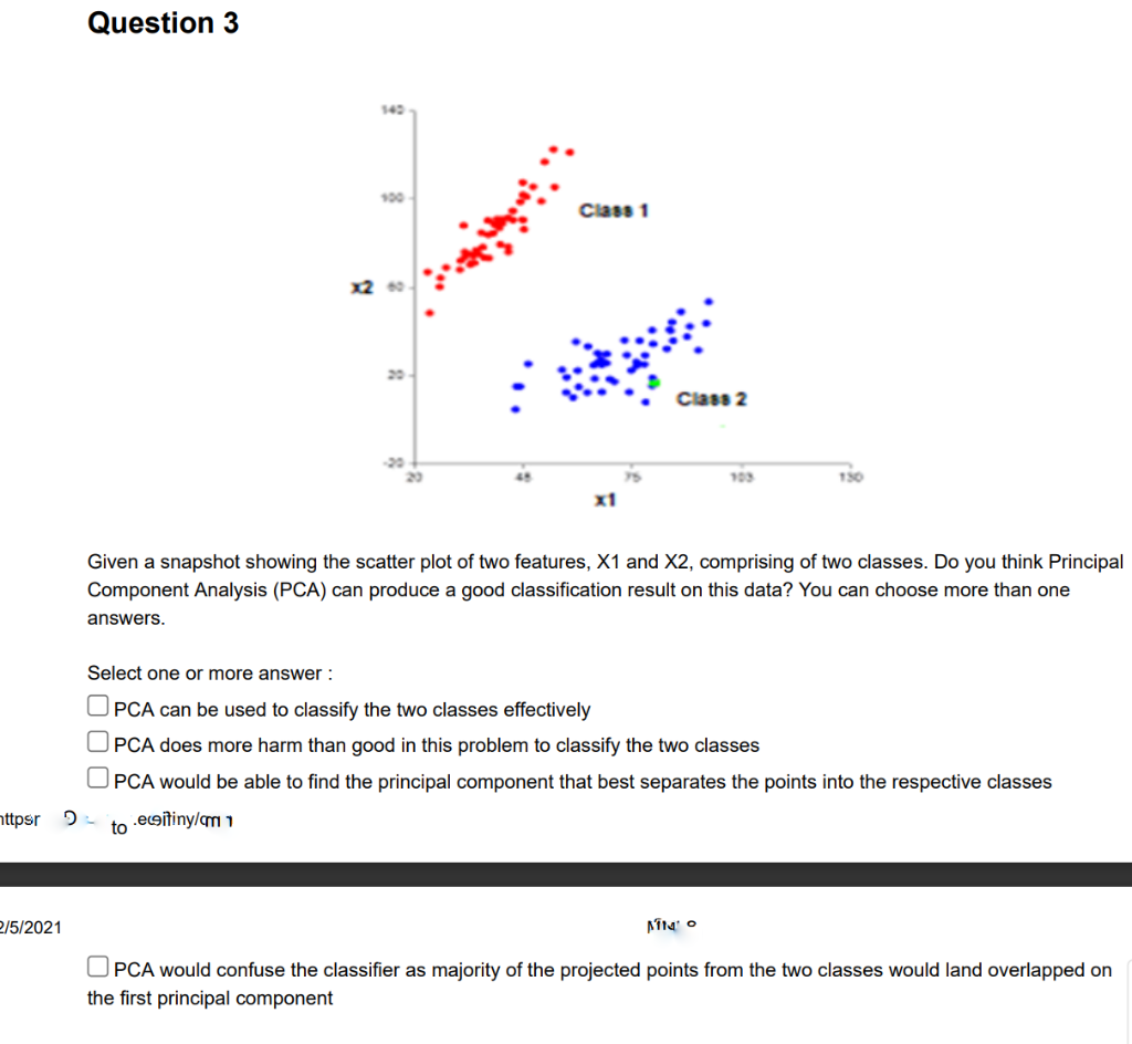 Question 3 Class 1 Class 2 103 Given a snapshot showing