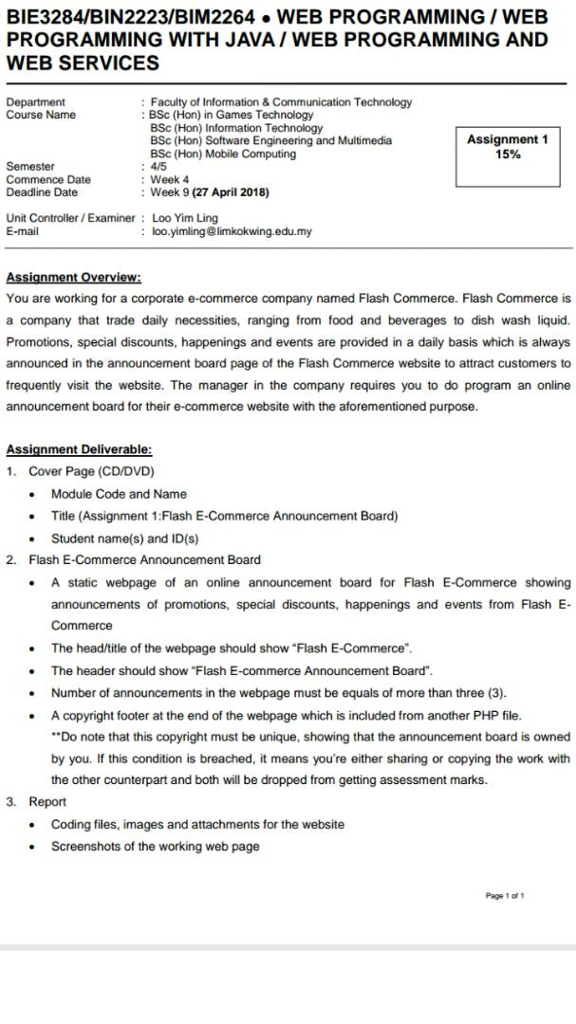  BIE3284/BIN2223/BIM2264.WEB PROGRAMMING/WEB PROGRAMMING WITH JAVA/ WEB PROGRAMMING AND WEB SERVICES 5
